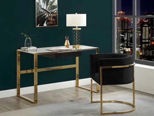 Conjunto De 2 Cadeiras Com Apoios De Bracos Peria De Pascal Morabito - Veludo E Metal - Preto E Dourado