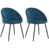 Conjunto De 2 Cadeiras De Veludo Azul Diane Vintage