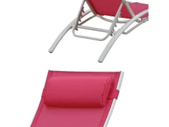 Conjunto De 2 Cadeiras De Conves Galapagos Em Têxtileno Rosa - Aluminio Branco