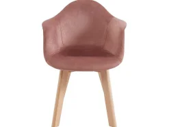 Conjunto De 2 Cadeiras De Criança Com Apoios De Bracos Em Veludo E Faia Cor-De-Rosa - Poupinette