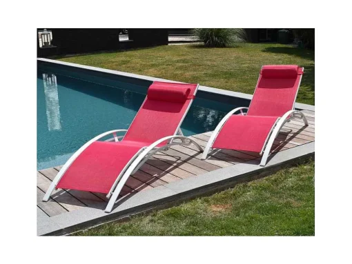 Conjunto De 2 Cadeiras De Conves Galapagos Em Têxtileno Rosa - Aluminio Branco