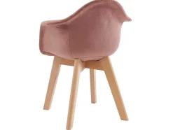 Conjunto De 2 Cadeiras De Criança Com Apoios De Bracos Em Veludo E Faia Cor-De-Rosa - Poupinette