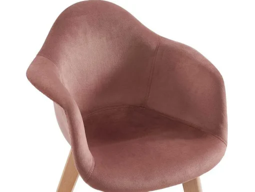 Conjunto De 2 Cadeiras De Criança Com Apoios De Bracos Em Veludo E Faia Cor-De-Rosa - Poupinette