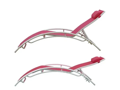 Conjunto De 2 Cadeiras De Conves Galapagos Em Têxtileno Rosa - Aluminio Branco