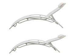 Conjunto De 2 Cadeiras De Conves Galapagos De Têxtil Branco - Aluminio Branco