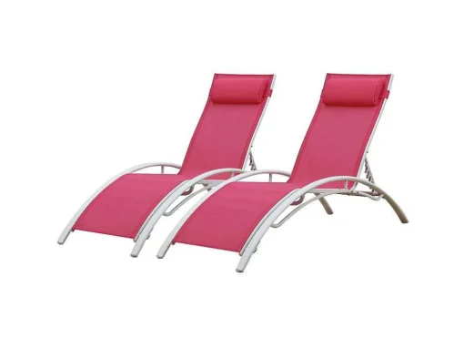 Conjunto De 2 Cadeiras De Conves Galapagos Em Têxtileno Rosa - Aluminio Branco