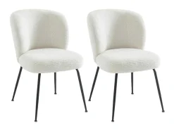Conjunto De 2 Cadeiras Em Tecido Boucle E Metal Branco Pascal Morabito - Polpona