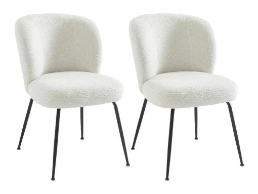 Conjunto De 2 Cadeiras Em Tecido Boucle E Metal Branco Pascal Morabito - Polpona