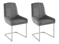 Conjunto De 2 Cadeiras Em Veludo E Metal, Cor Cinza - Berlona