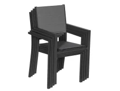 Conjunto De 10 Cadeiras Estofadas Em Aluminio Antracite - Têxtileno Cinzento