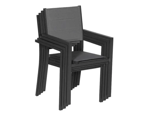 Conjunto De 10 Cadeiras Estofadas Em Aluminio Antracite - Têxtileno Cinzento