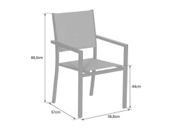 Conjunto De 8 Cadeiras Estofadas Em Aluminio Branco - Têxtileno Cinzento