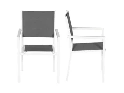 Conjunto De 8 Cadeiras Estofadas Em Aluminio Branco - Têxtileno Cinzento