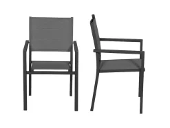 Conjunto De 10 Cadeiras Estofadas Em Aluminio Antracite - Têxtileno Cinzento