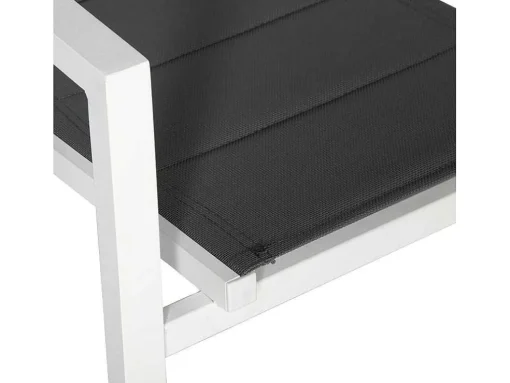 Conjunto De 8 Cadeiras Estofadas Em Aluminio Branco - Têxtileno Cinzento
