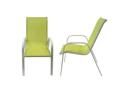 Conjunto De 4 Cadeiras Marbella Em Têxtilene Verde - Aluminio Branco