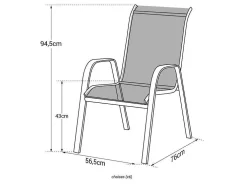 Conjunto De 6 Cadeiras Marbella Em Têxtileno Cinzento - Aluminio Cinzento Antracite