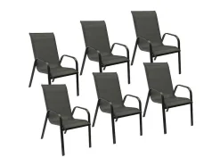 Conjunto De 6 Cadeiras Marbella Em Têxtileno Cinzento - Aluminio Cinzento Antracite