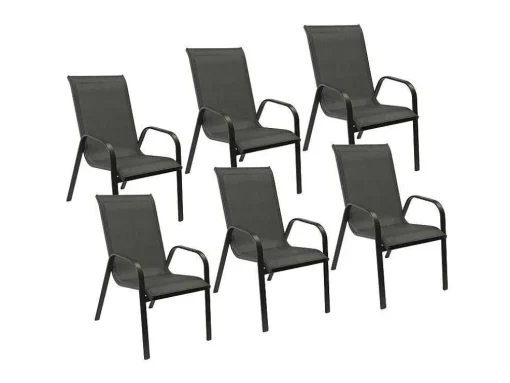 Conjunto De 6 Cadeiras Marbella Em Têxtileno Cinzento - Aluminio Cinzento Antracite