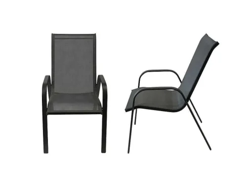 Conjunto De 6 Cadeiras Marbella Em Têxtileno Cinzento - Aluminio Cinzento Antracite