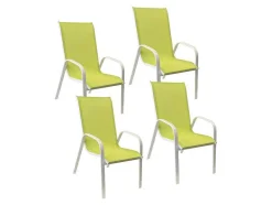 Conjunto De 4 Cadeiras Marbella Em Têxtilene Verde - Aluminio Branco