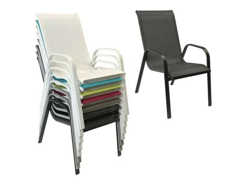 Conjunto De 6 Cadeiras Marbella Em Têxtileno Cinzento - Aluminio Cinzento Antracite