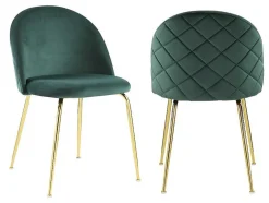 Conjunto De 2 Cadeiras Melbourne - Veludo E Metal Dourado - Verde
