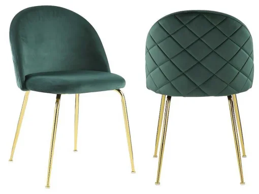 Conjunto De 2 Cadeiras Melbourne - Veludo E Metal Dourado - Verde