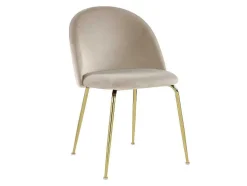 Conjunto De 6 Cadeiras Melbourne - Veludo E Metal Dourado - Bege