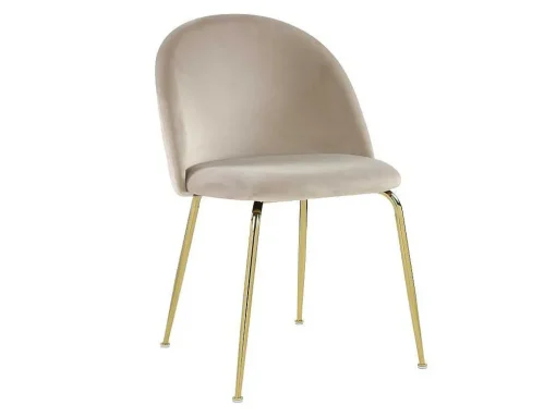 Conjunto De 6 Cadeiras Melbourne - Veludo E Metal Dourado - Bege