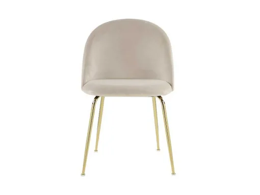 Conjunto De 6 Cadeiras Melbourne - Veludo E Metal Dourado - Bege