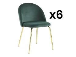 Conjunto De 6 Cadeiras Melbourne - Veludo E Metal Dourado - Verde