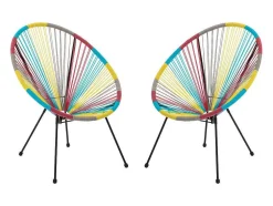 Conjunto De 2 Cadeiroes De Jardim Em Fios De Resina Entrancados Multicolor - Alios Iii De Mylia