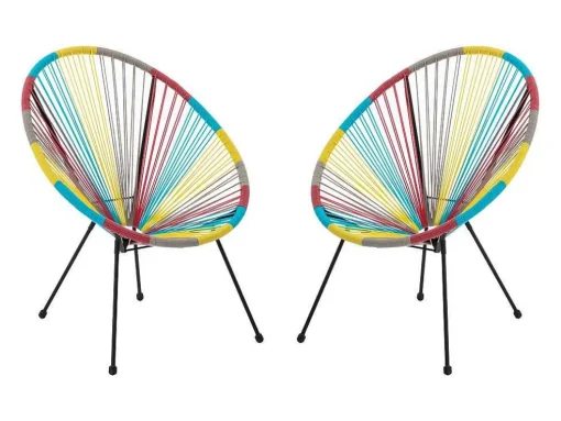 Conjunto De 2 Cadeiroes De Jardim Em Fios De Resina Entrancados Multicolor - Alios Iii De Mylia