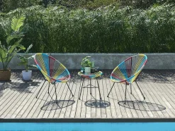 Conjunto De 2 Cadeiroes De Jardim Em Fios De Resina Entrancados Multicolor - Alios Iii De Mylia