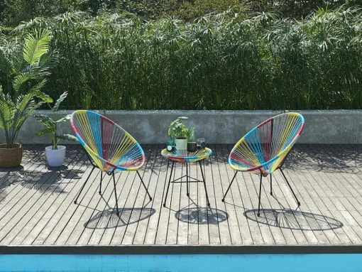 Conjunto De 2 Cadeiroes De Jardim Em Fios De Resina Entrancados Multicolor - Alios Iii De Mylia
