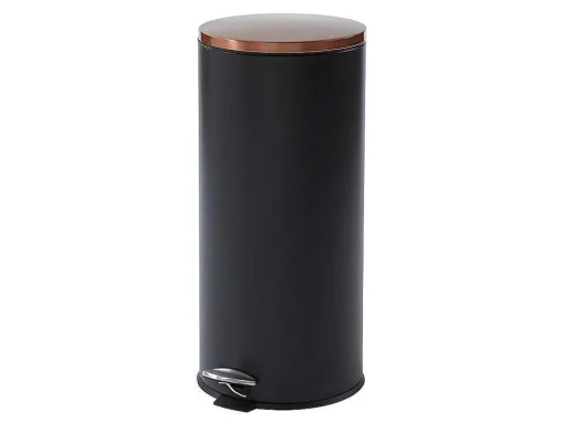 Conjunto De 2 Caixotes Do Lixo Com Pedal Em Inox De 30 L E 3 L Cor Preto E Cobre - Pira
