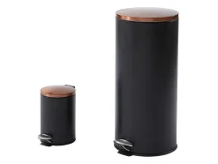 Conjunto De 2 Caixotes Do Lixo Com Pedal Em Inox De 30 L E 3 L Cor Preto E Cobre - Pira