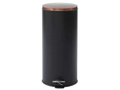 Conjunto De 2 Caixotes Do Lixo Com Pedal Em Inox De 30 L E 3 L Cor Preto E Cobre - Pira