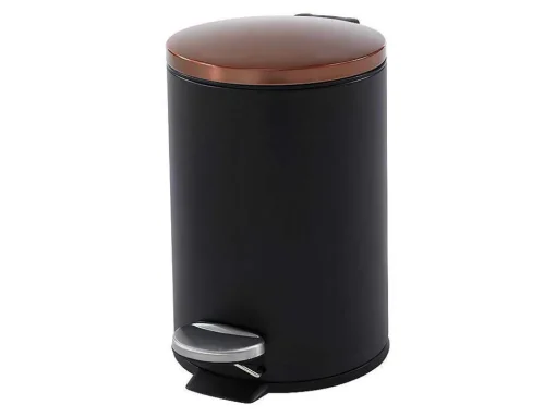 Conjunto De 2 Caixotes Do Lixo Com Pedal Em Inox De 30 L E 3 L Cor Preto E Cobre - Pira