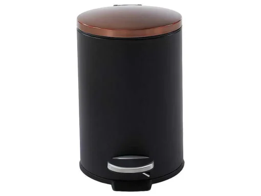 Conjunto De 2 Caixotes Do Lixo Com Pedal Em Inox De 30 L E 3 L Cor Preto E Cobre - Pira