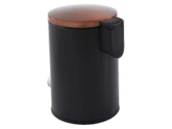 Conjunto De 2 Caixotes Do Lixo Com Pedal Em Inox De 30 L E 3 L Cor Preto E Cobre - Pira