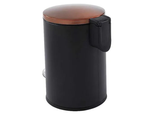 Conjunto De 2 Caixotes Do Lixo Com Pedal Em Inox De 30 L E 3 L Cor Preto E Cobre - Pira
