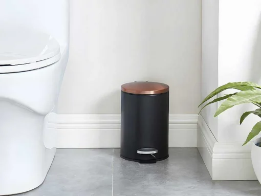Conjunto De 2 Caixotes Do Lixo Com Pedal Em Inox De 30 L E 3 L Cor Preto E Cobre - Pira