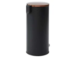 Conjunto De 2 Caixotes Do Lixo Com Pedal Em Inox De 30 L E 3 L Cor Preto E Cobre - Pira