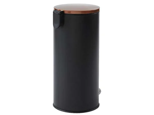 Conjunto De 2 Caixotes Do Lixo Com Pedal Em Inox De 30 L E 3 L Cor Preto E Cobre - Pira