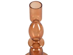 Conjunto De 2 Castiçais A. 21 E 18,5 Cm Vidro Laranja - Kandie