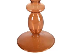 Conjunto De 2 Castiçais A. 21 E 18,5 Cm Vidro Laranja - Kandie