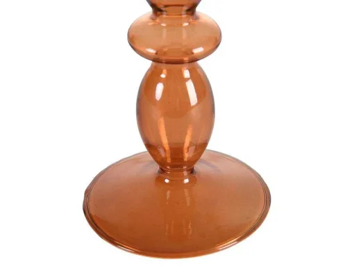 Conjunto De 2 Castiçais A. 21 E 18,5 Cm Vidro Laranja - Kandie