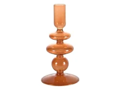 Conjunto De 2 Castiçais A. 21 E 18,5 Cm Vidro Laranja - Kandie